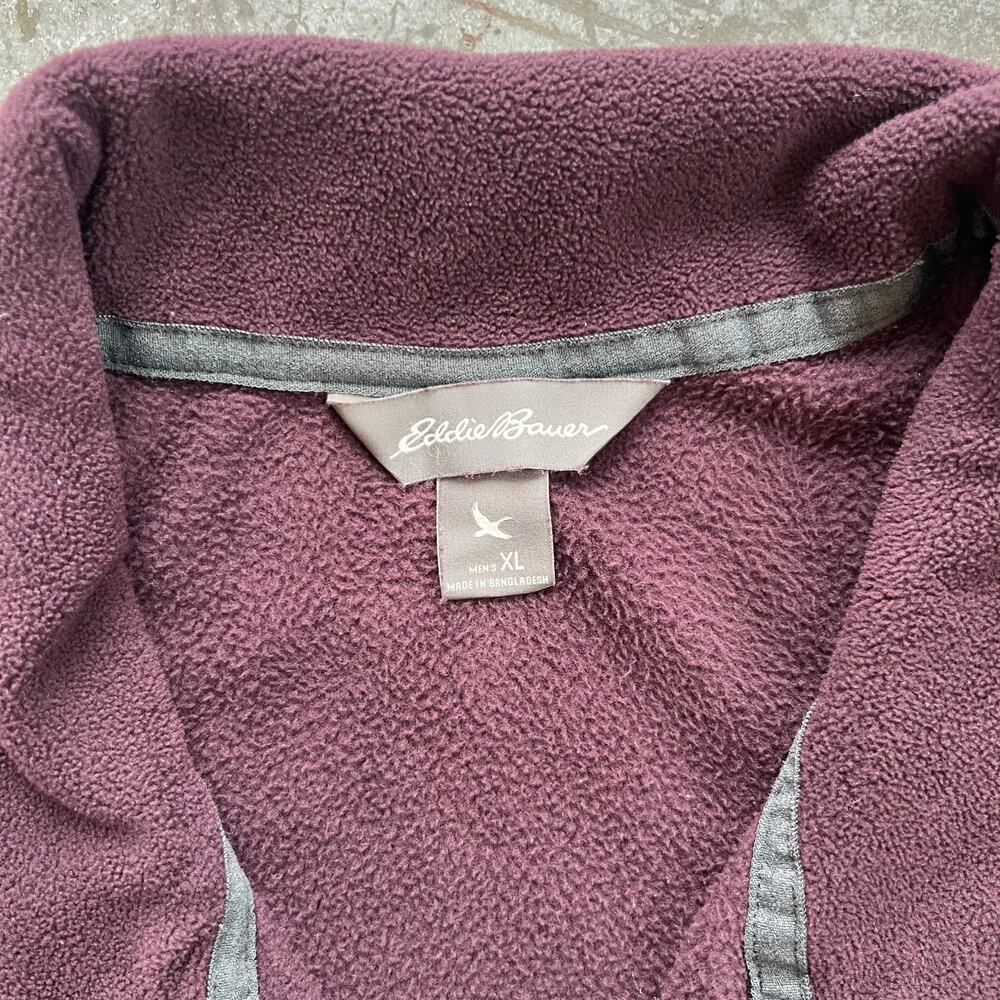 Eddie Bauer Men’s XL Burgundy 1/4 Zip Fleece Pullover Jacket EUC - Picture 3 of 7